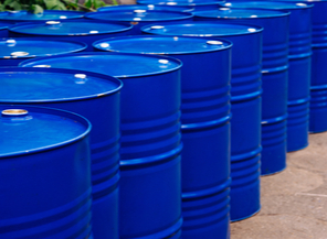 Bulk blue distribution drums in warehouse